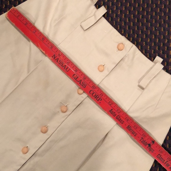 Vintage 1970’s Button Front‎ pleated Mini Skirt Khaki Beige with belt loops - Picture 12 of 16
